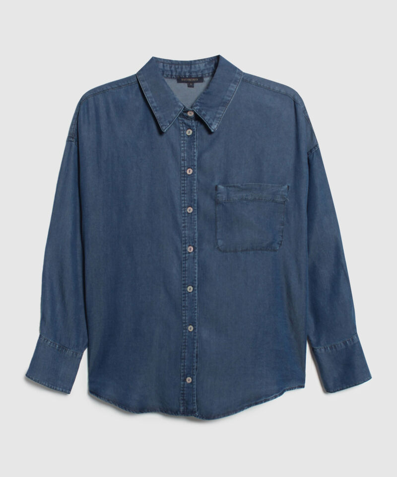Camisa Camisa Tencel Oversize Manga Larga
