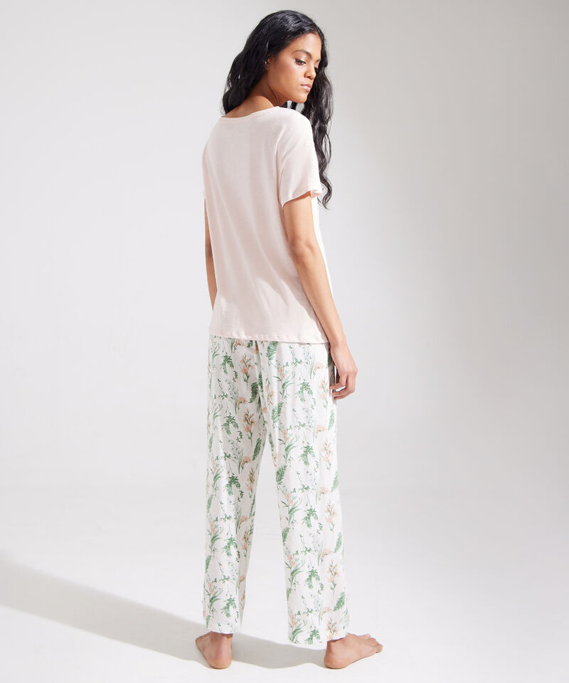 Pijama Set Camiseta Manga Corta Y Pantalón Largo Estampado
