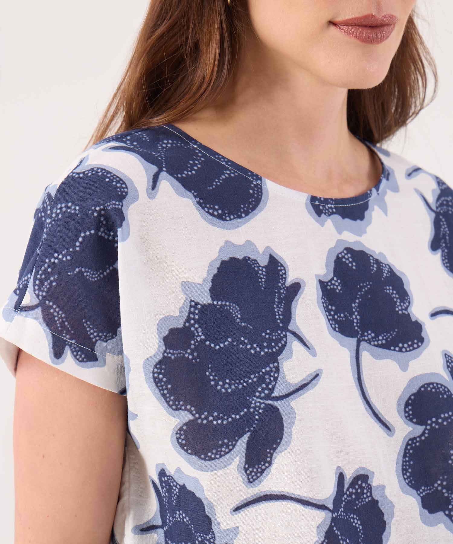 Blusa Estampada, Manga Corta Corrida