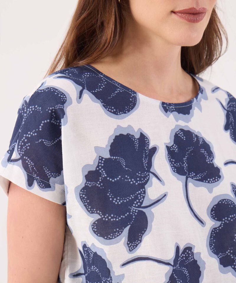 Blusa Estampada, Manga Corta Corrida