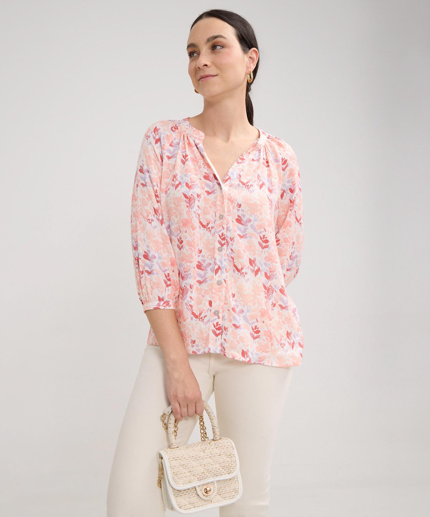 Blusa Manga Tres Cuartos Cuello Neru  Estampada