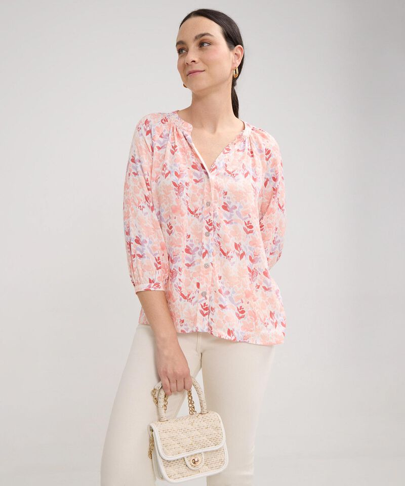 Blusa Manga Tres Cuartos Cuello Neru  Estampada