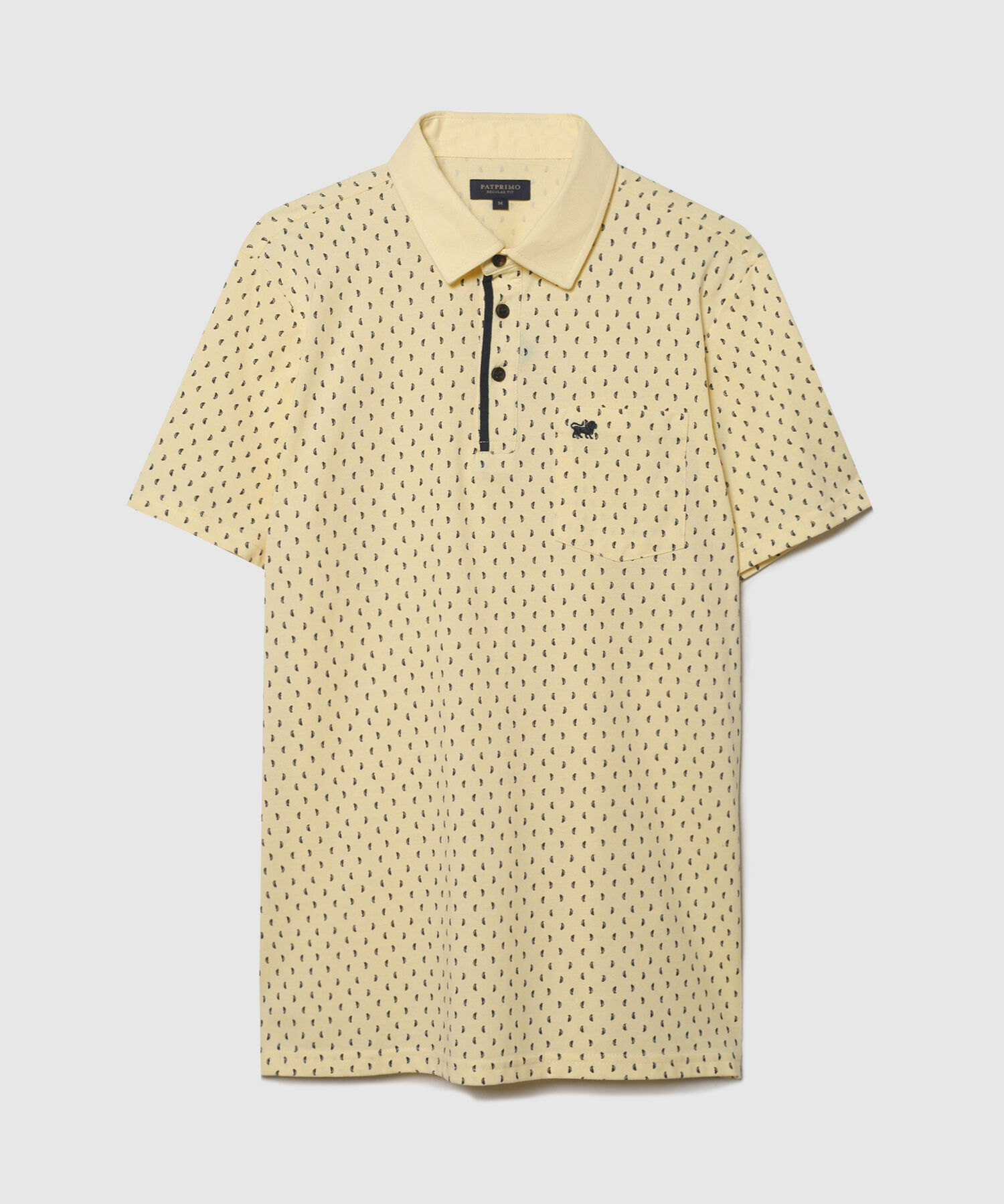 Polo Estampada Cuello Duro Con Bolsillo Y Vena Contraste En Pechera, Silueta Regular Fit, Cítrico Marinero