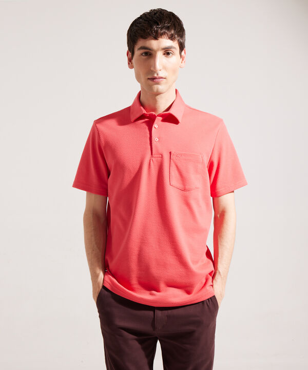 Polo Unicolor Textura  Cuello Duro Con Bolsillo Y Silueta Regular Fit, Campiello Linea Moda image number null