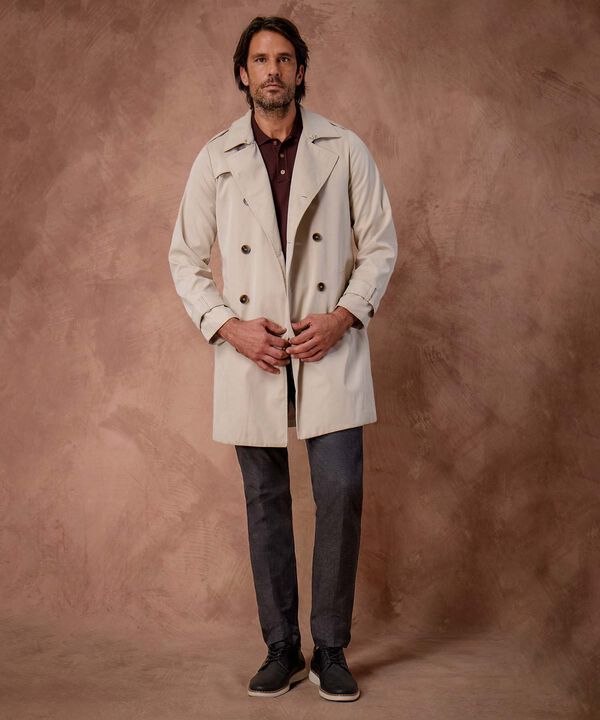 Chaqueta Trench Unicolor Con Cinturon 