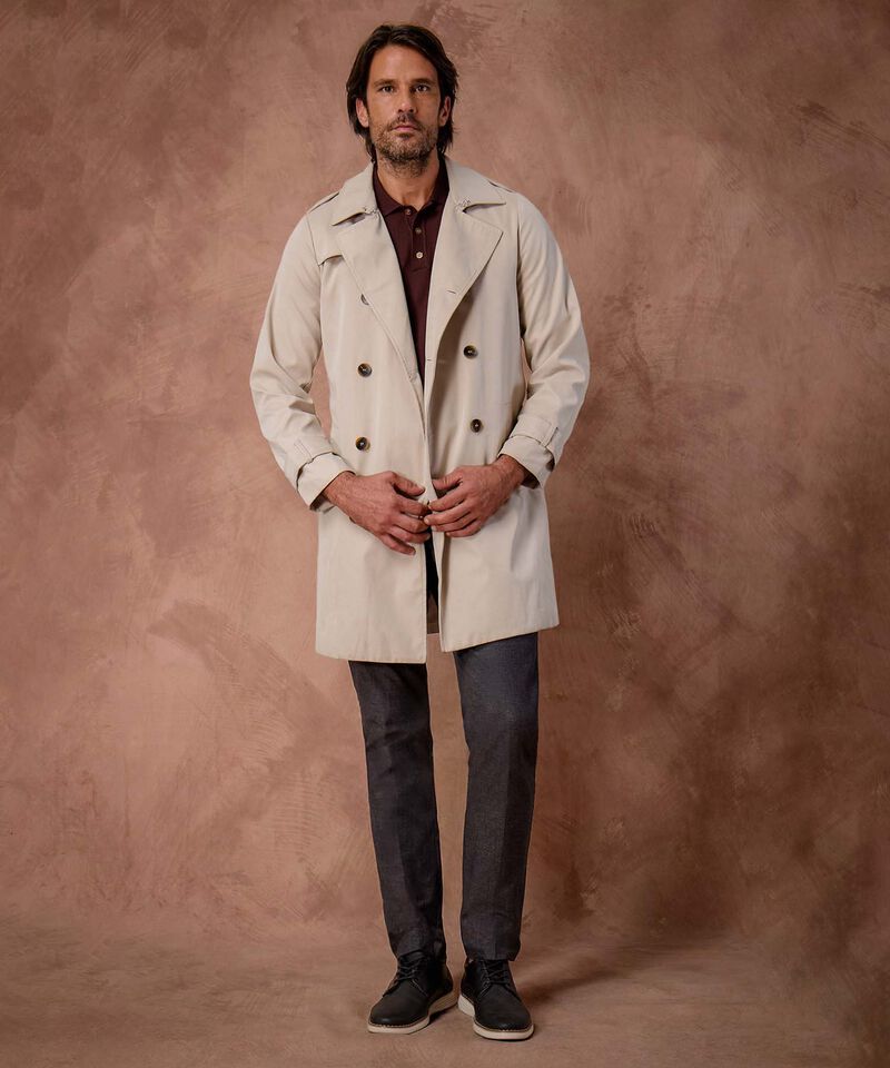 Chaqueta Trench Unicolor Con Cinturon 