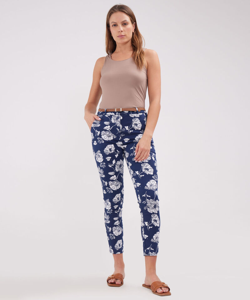 Pantalon Chino Estampado  Con Cinturon