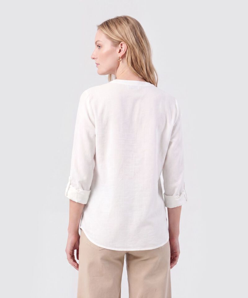 Blusa Manga Larga Con Escote En V Para Mujer