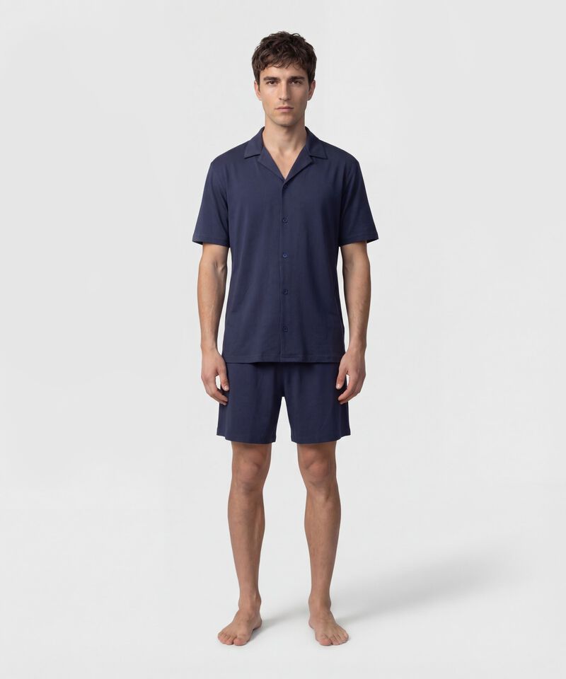 Pijama Unicolor Con Cuello Camisero Para Hombre