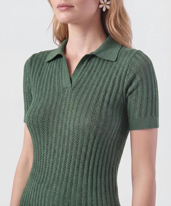 Polo Punto Calado Manga Corta Para Mujer