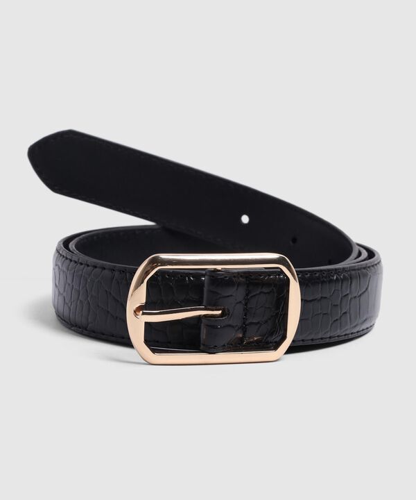 Cinturón Textura Cocodrilo Hebilla Recta Para Mujer image number null