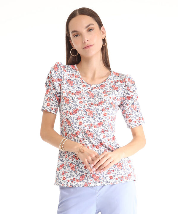 Camiseta Estampada Manga Corta Con Ruche image number null