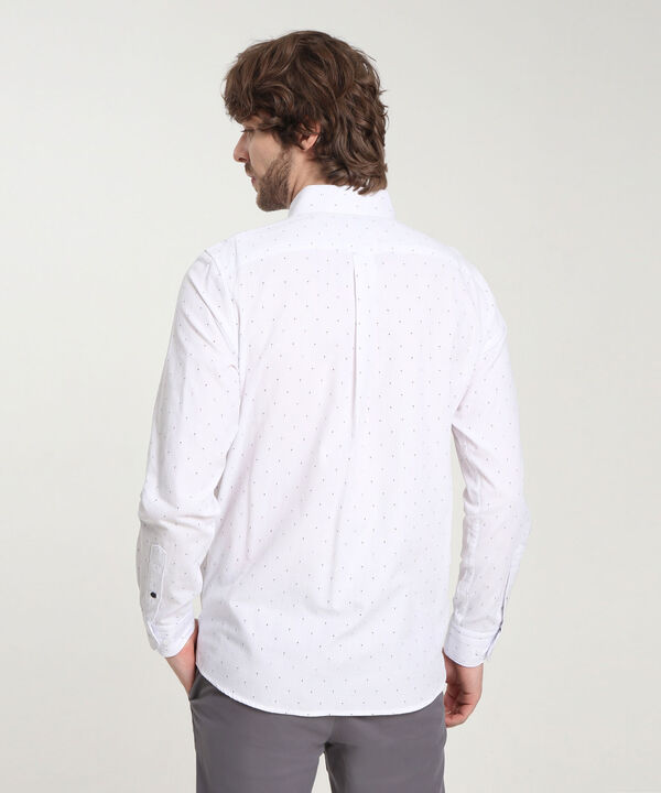 Camisa Corbatera Manga Larga Estampado Cuello Button Down Regular