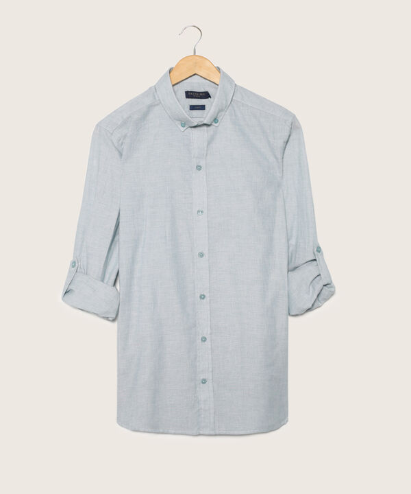 Camisa Manga Larga Textura Cuello Camisero