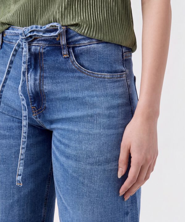 Jeans Wide Leg con Cord&oacute;n para Mujer