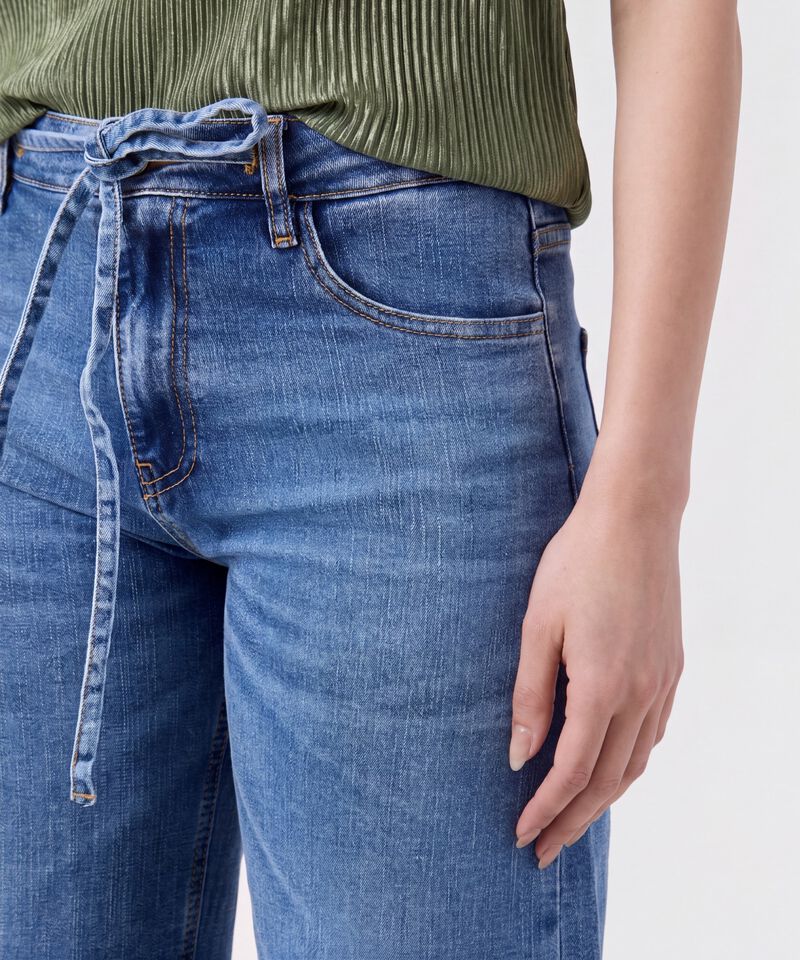 Jeans Wide Leg con Cord&oacute;n para Mujer