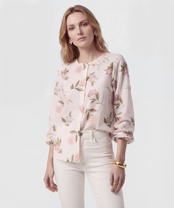 Blusa Cuello Redondo Con Pu&ntilde;os El&aacute;sticos image number null