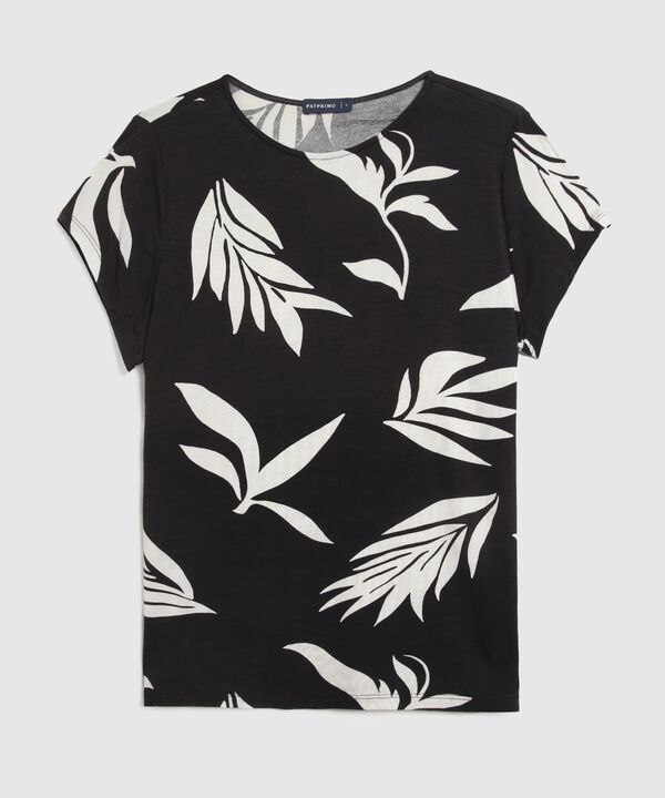 Camiseta Estampado De Hojas image number null