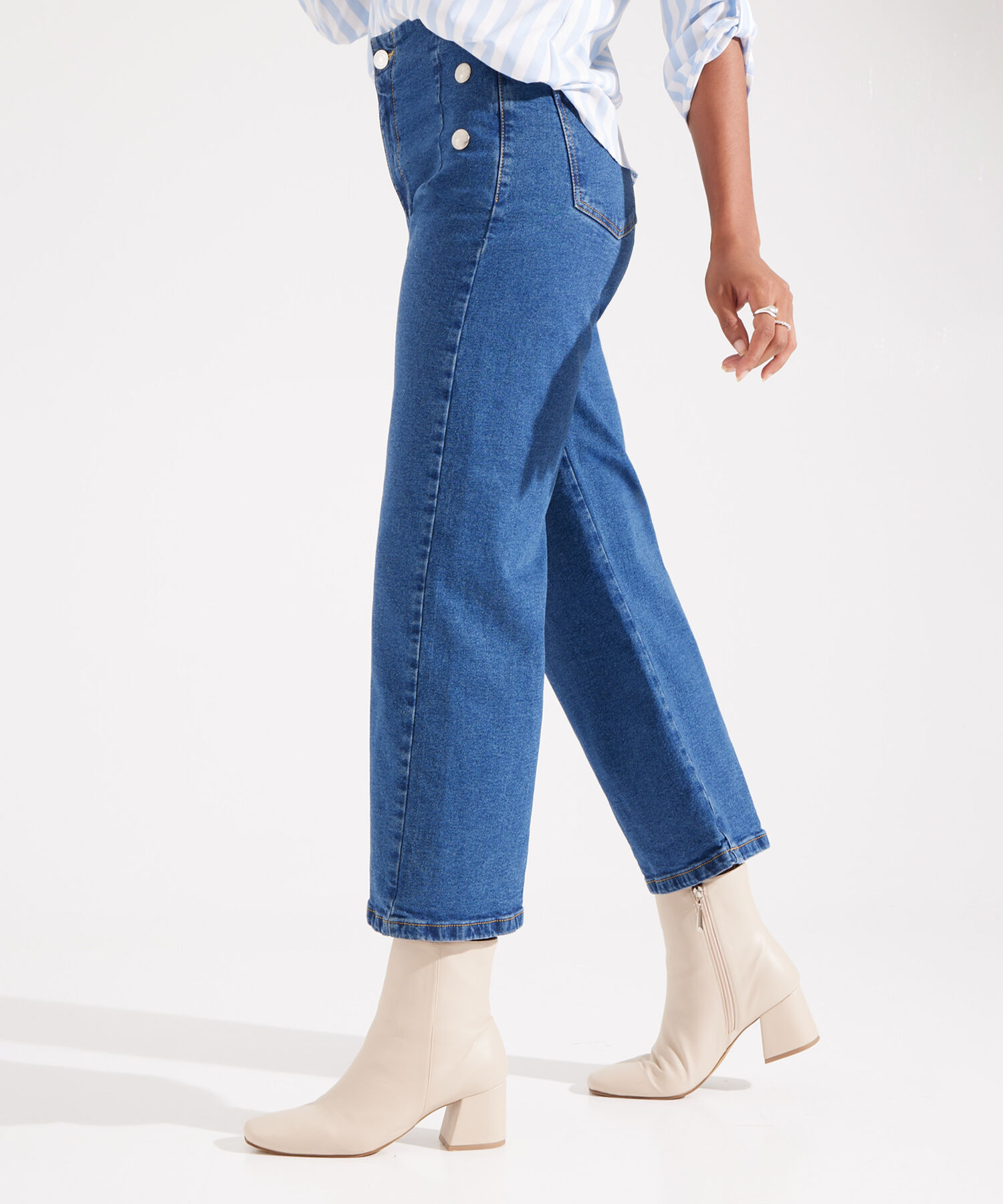 Jean Wide Leg con Botones