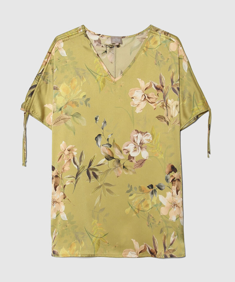 Blusa Cuello V Manga Corta Con Recogido En Hilo Caucho