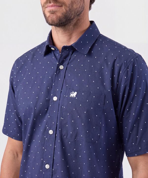 Camisa Manga Corta En Miniprints Con Bolsillo
