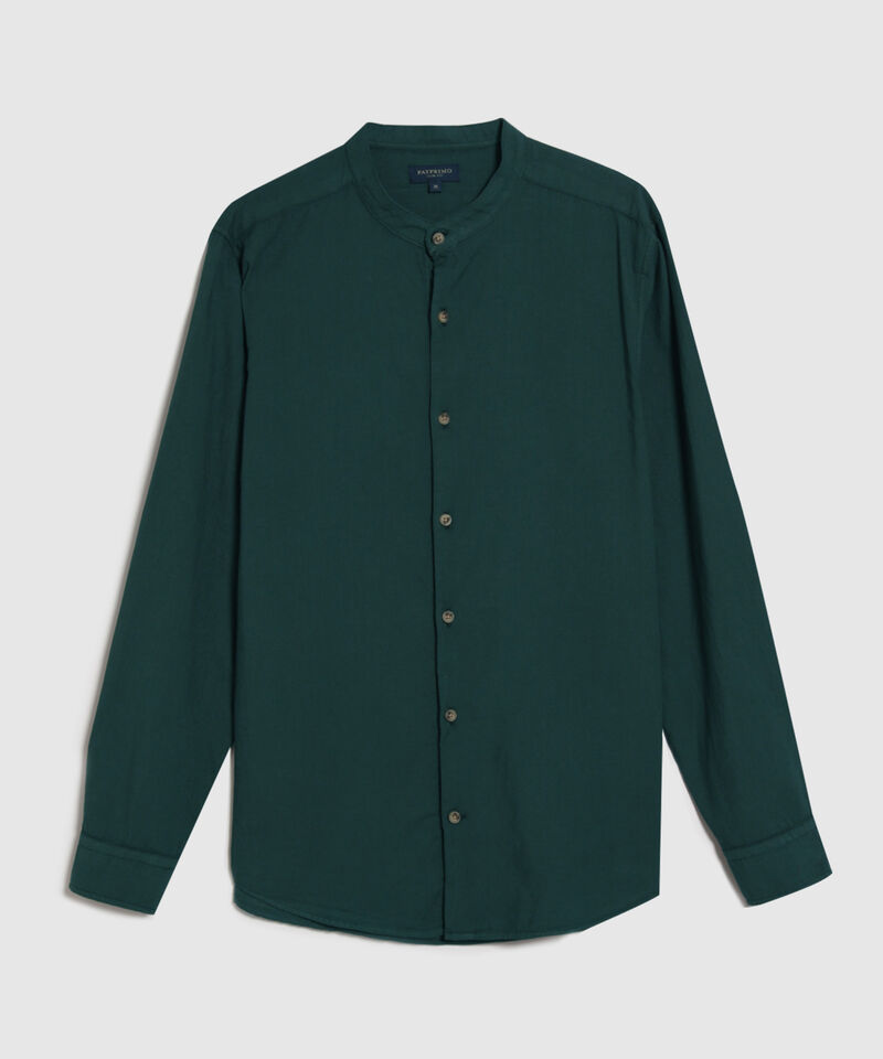 Camisa Manga Larga Unicolor Teñida En Prenda