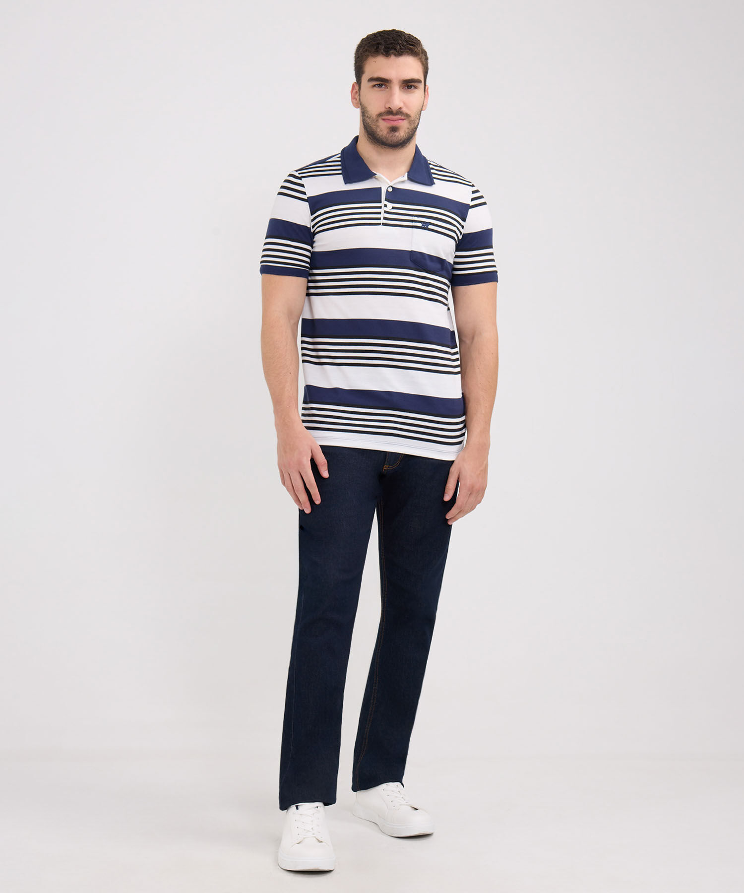 Polo Preteñida Cuello Y Puños Tejidos Con Bolsillo