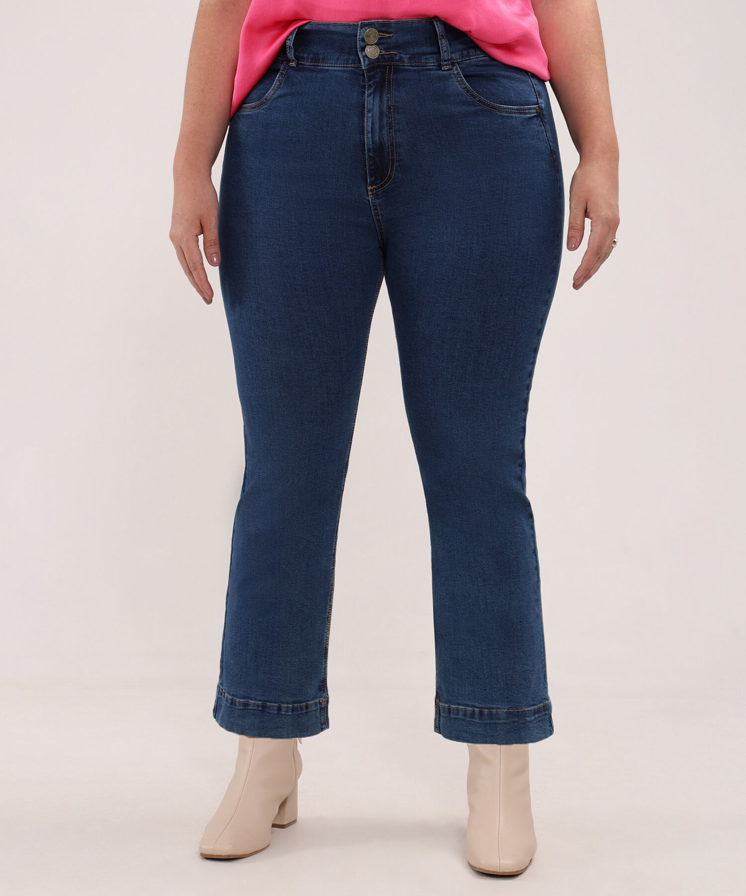 Jean Cropped Flare Tono Azul Medio