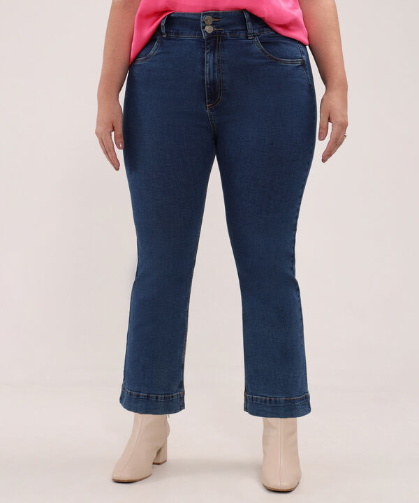 Jean Cropped Flare Tono Azul Medio