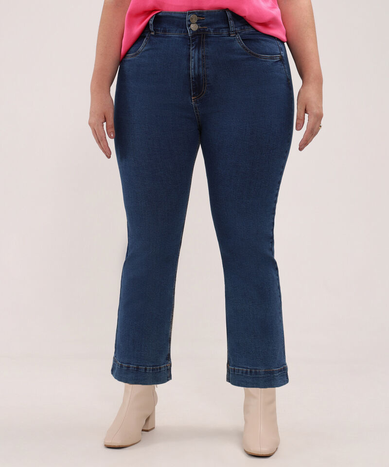 Jean Cropped Flare Tono Azul Medio