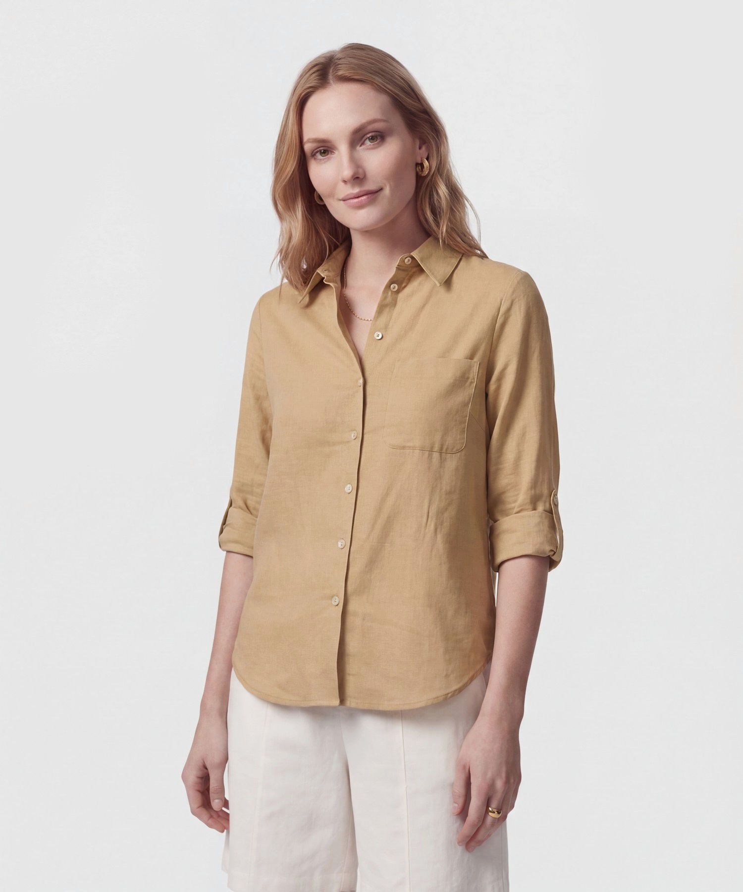 Camisa Unicolor Con Charretera Para Mujer