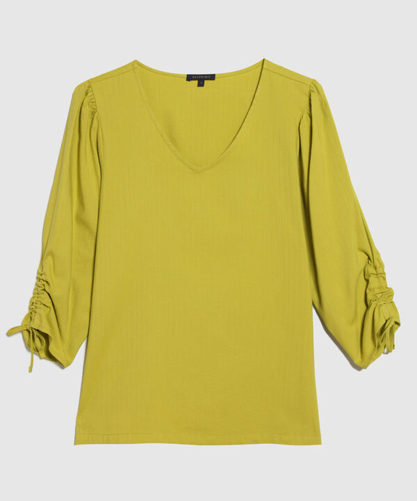 Blusa Unicolor Escote V, Manga 3/4