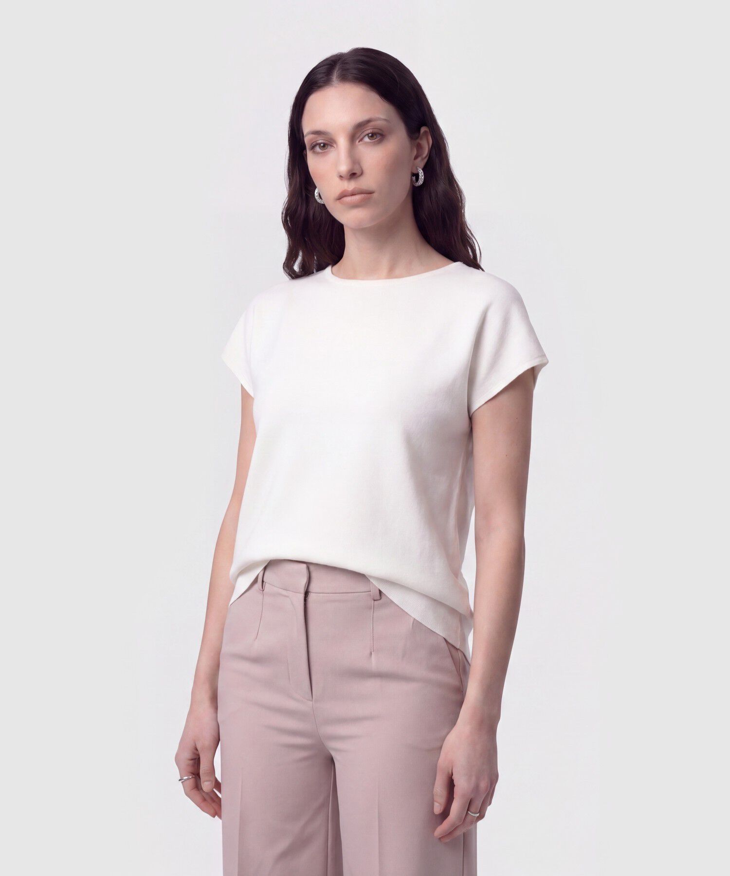 Camiseta de Punto Manga Corta Para Mujer