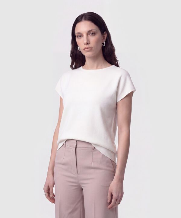 Camiseta de Punto Manga Corta Para Mujer