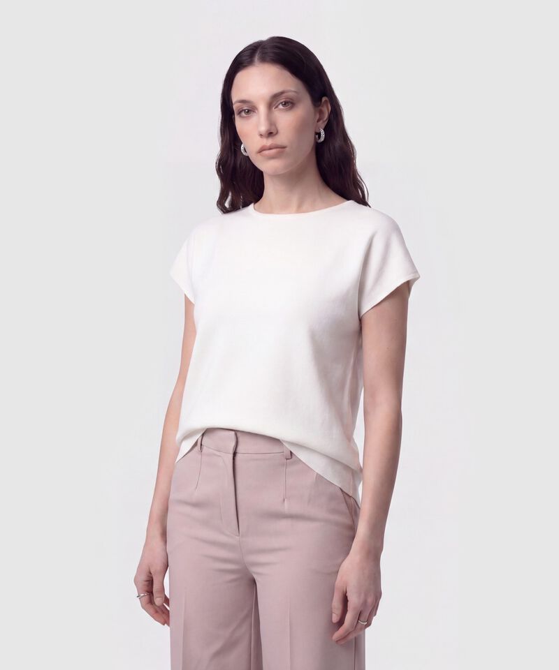 Camiseta de Punto Manga Corta Para Mujer