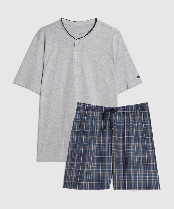 Pijama 2 Piezas Camiseta Henley Y Pantalóneta
