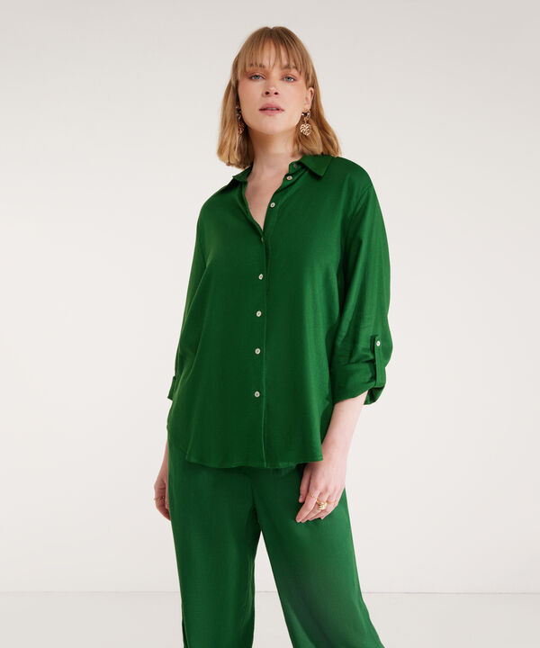 Camisa En Lino Manga Larga Con Charretera