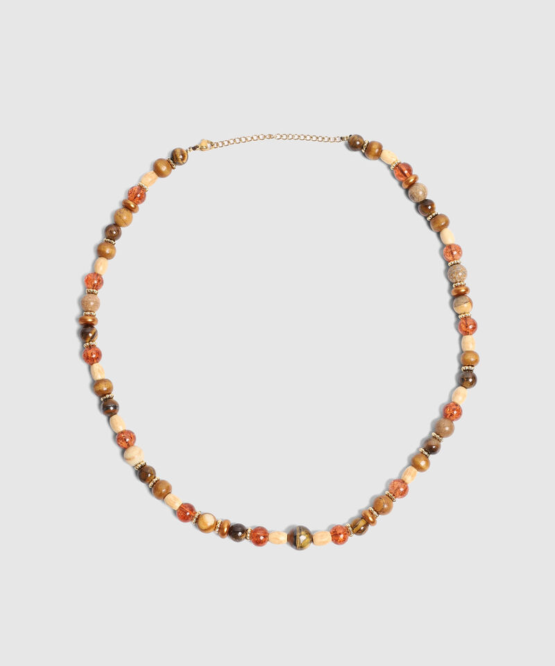 Collar De Cuentas Terrosas Y Jaspeadas Mujer