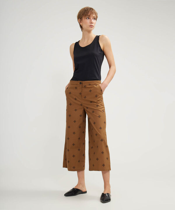 Pantalón Culotte Estampado Con Bolsillos Laterales