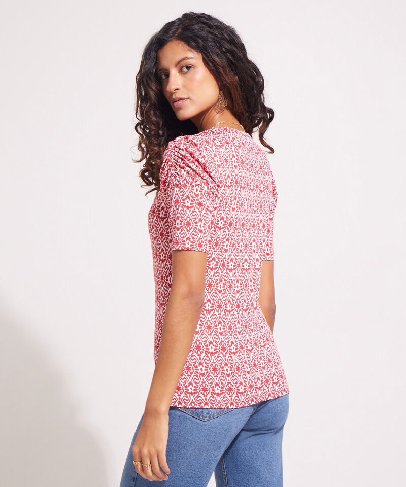 Camiseta Estampada Manga Corta Con Ruche