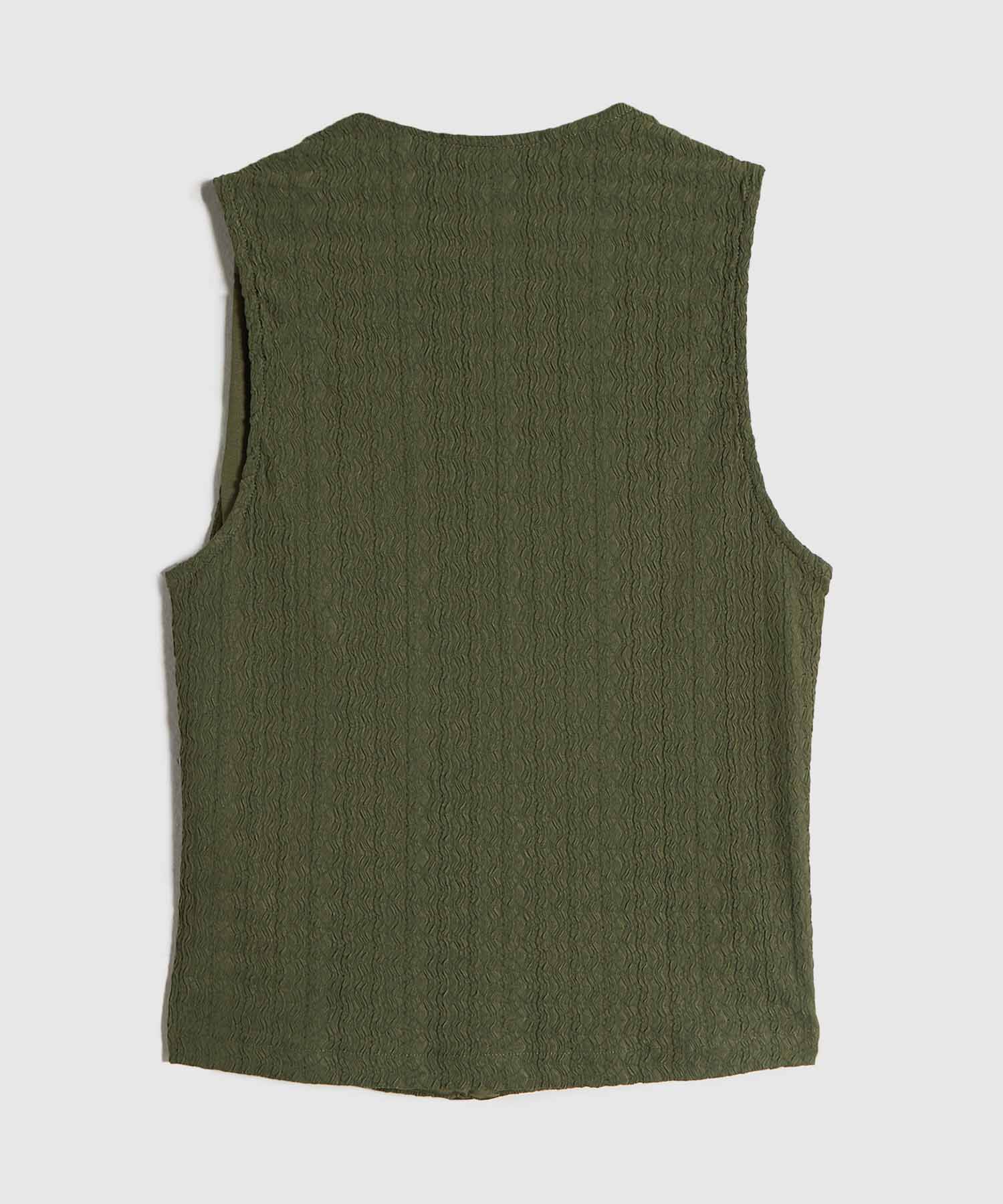 Chaleco Texturizado con Botones de Contraste para Mujer