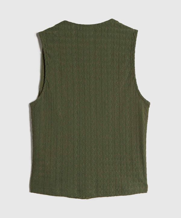 Chaleco Texturizado con Botones de Contraste para Mujer