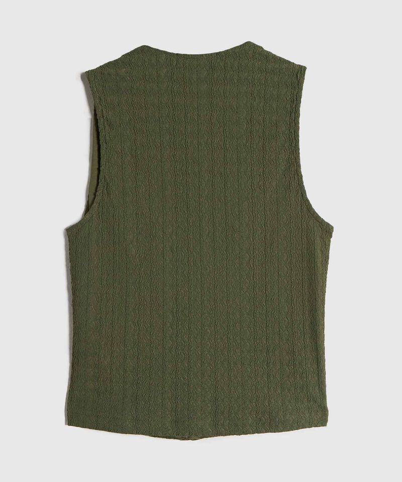 Chaleco Texturizado con Botones de Contraste para Mujer