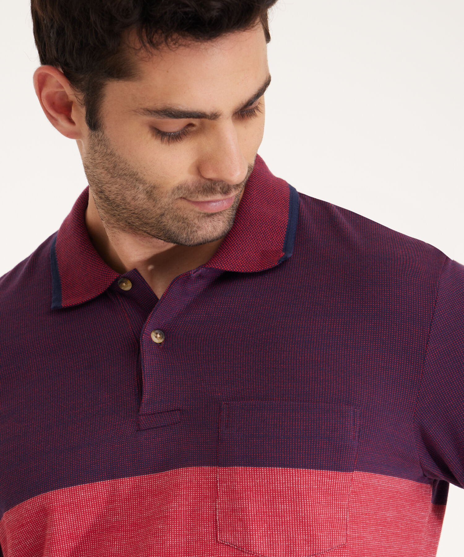 Polo Cuello Y Puño Tejido, Con Bolsillo, Preteñida