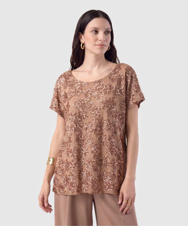 Camiseta Con Bordado De Lentejuelas Para Mujer image number null