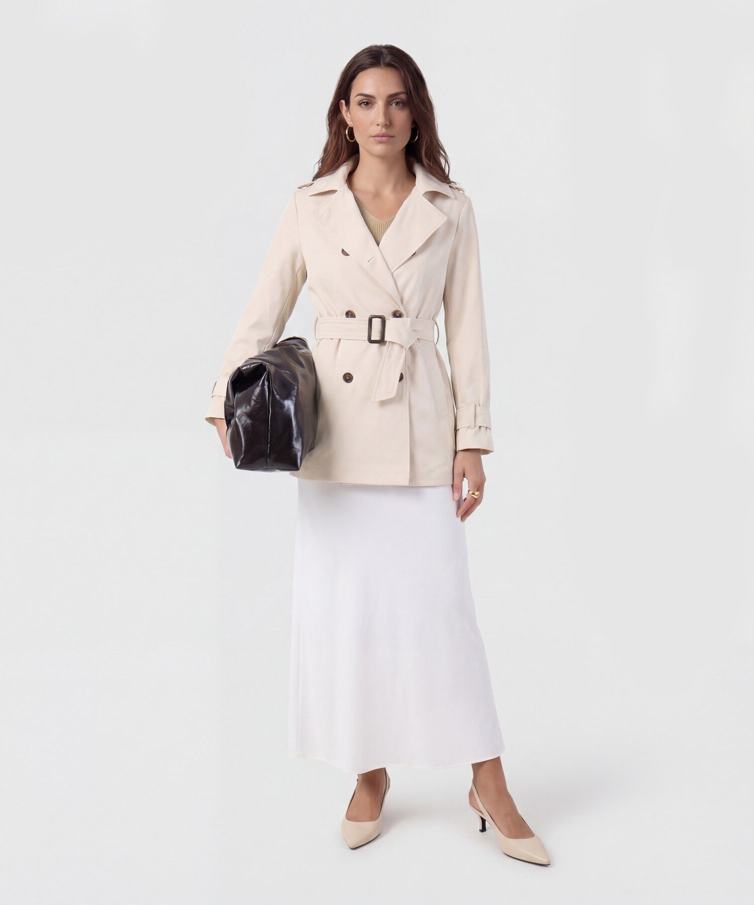 Saco De Punto Cuello En V Mujer