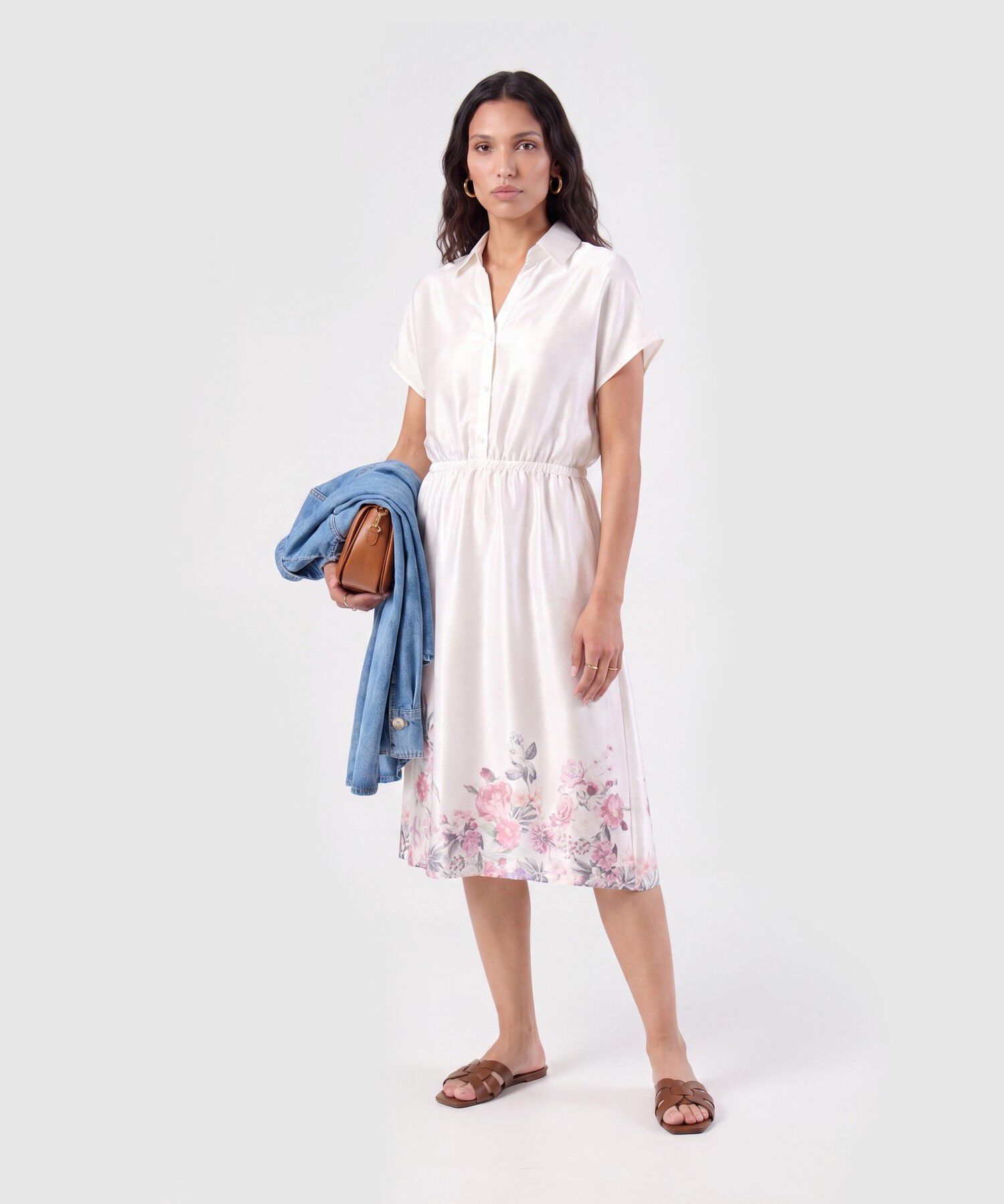 Vestido Camisero Con Cintura El&aacute;stica Mujer