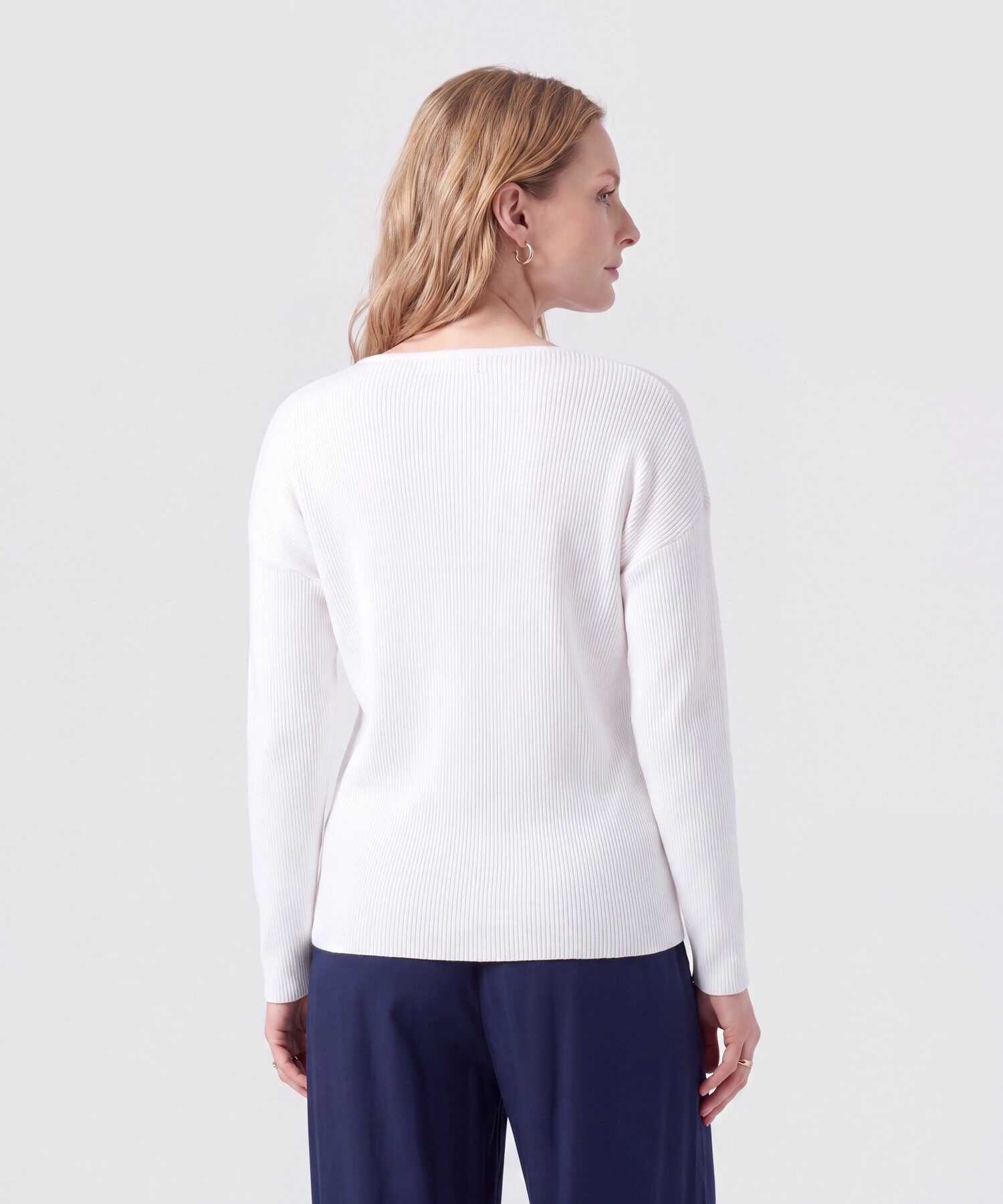 Saco Tejido En Rib Con Cuello En V Para Mujer