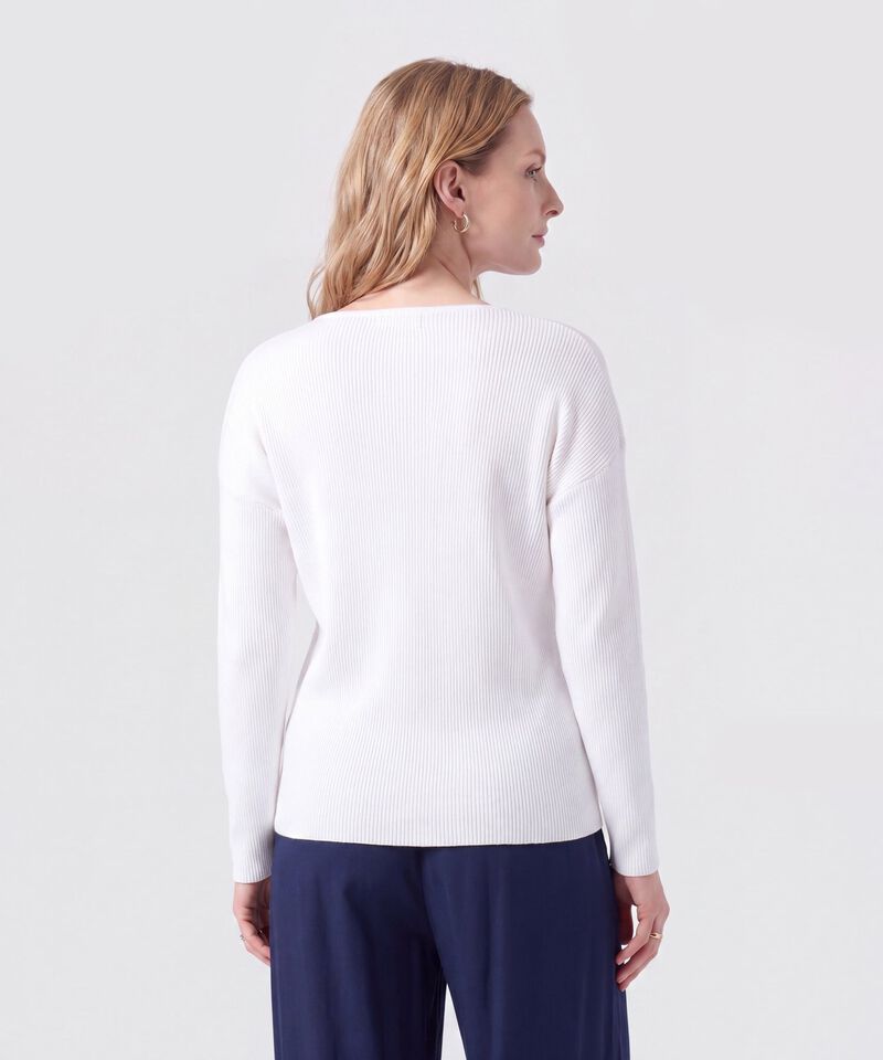 Saco Tejido En Rib Con Cuello En V Para Mujer