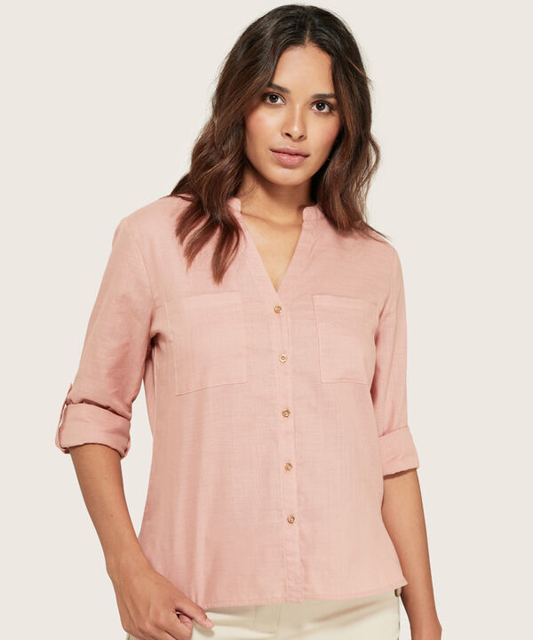 Blusa Manga ¾ en Efecto Lino image number null